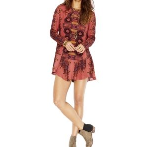 Free People Large Smooth Talker Low Back Mini Dress Paisley Floral Boho Womens